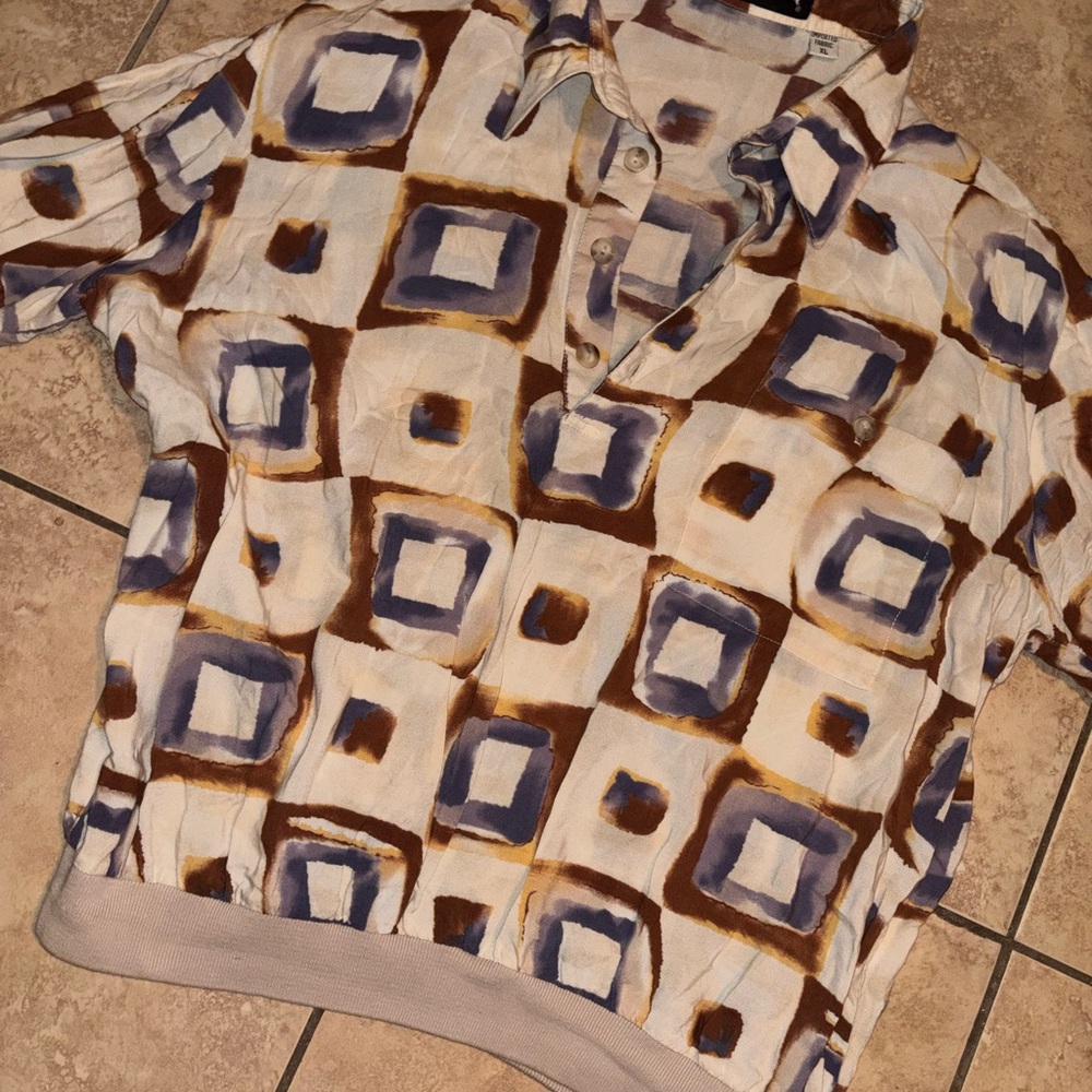 Alan Stuart Vintage Geometric Patterned Shirt - image 4